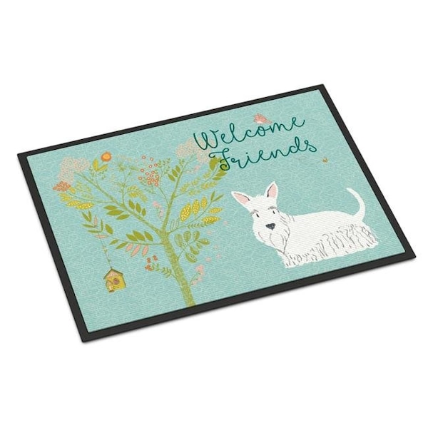 Carolines Treasures BB7617MAT Welcome Friends White Scottish Terrier Indoor or Outdoor Mat; 18 x 27 in. BB7617MAT - main